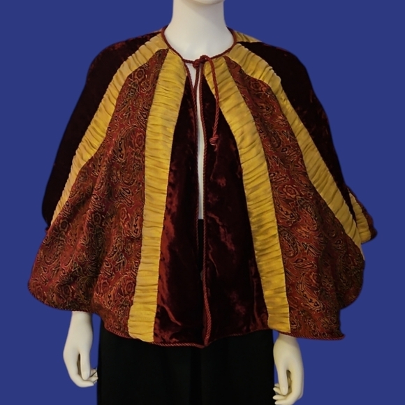 Vintage Jackets & Blazers - Renaissance Old World Velvet Jacquard Regal Castlecore Performance Unisex Cape